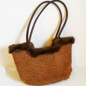 Bueno Purse Brown with Faux Fur